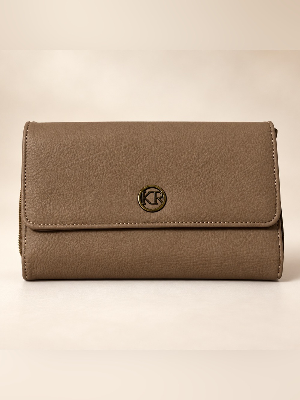 Kim Rogers Taupe Zip Around Wallet Organizer Clutch